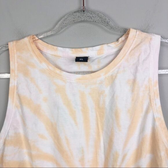 VIBE N’ | Tie Dye Tie Front Tank Top Orange White Pink Blue Women’s Size X-Large - Picture 3 of 8
